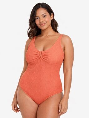 Old Navy Crochet One-Piece Swimsuit Amberglow U-Ring Front NWT Size Large